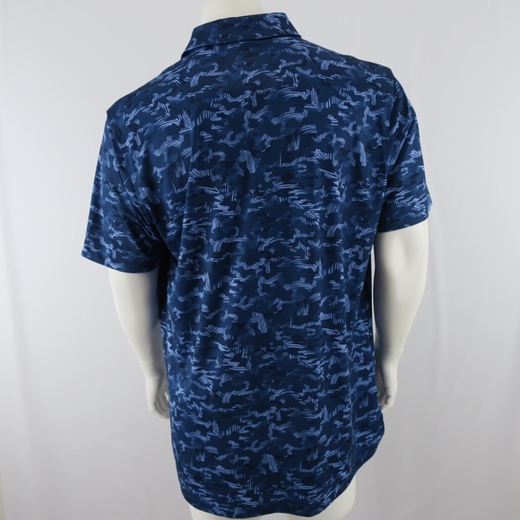 Peter Millar Summer Comfort Golf Polo Mens Large Blue Leaf Camo Town & Country - Picture 4 of 6